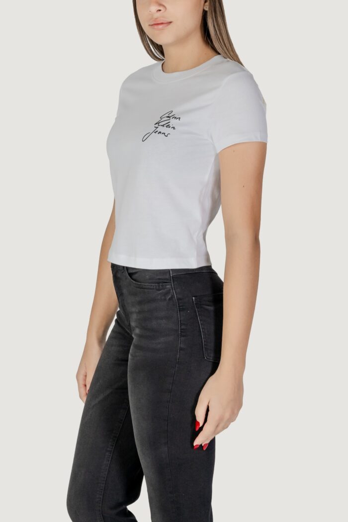 T-shirt Calvin Klein Jeans script institutional Bianco