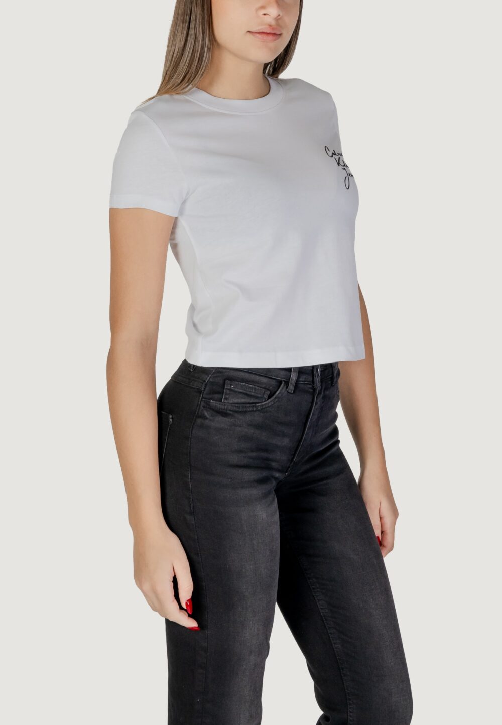 T-shirt Calvin Klein Jeans script institutional Bianco - Foto 3