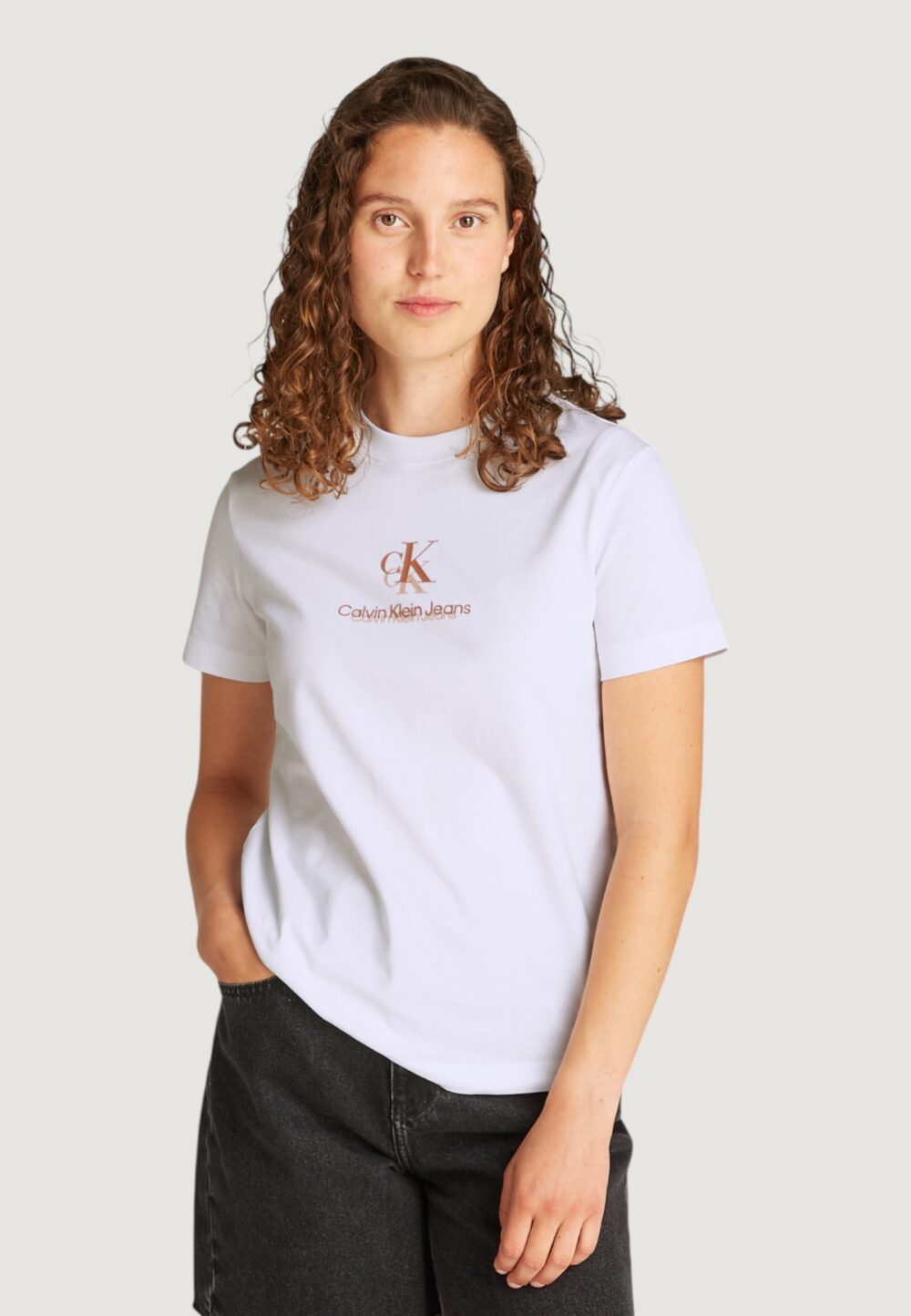 T-shirt Calvin Klein Jeans shadow graphic regular Bianco - Foto 1