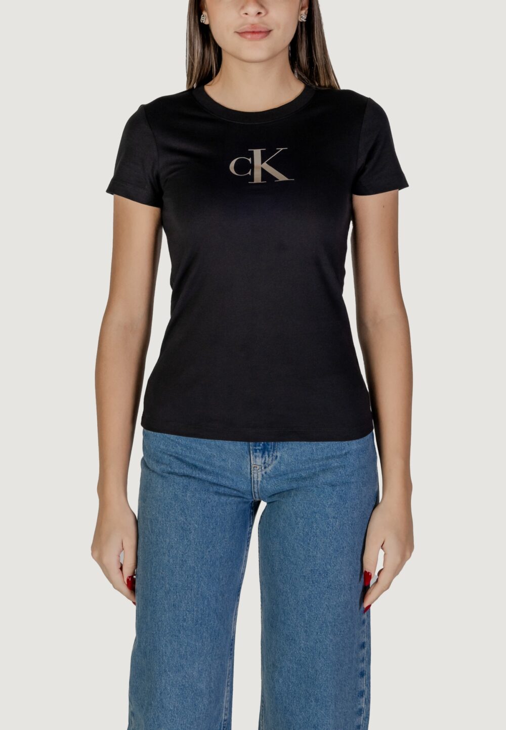T-shirt Calvin Klein Jeans gradient ck tee Nero - Foto 1