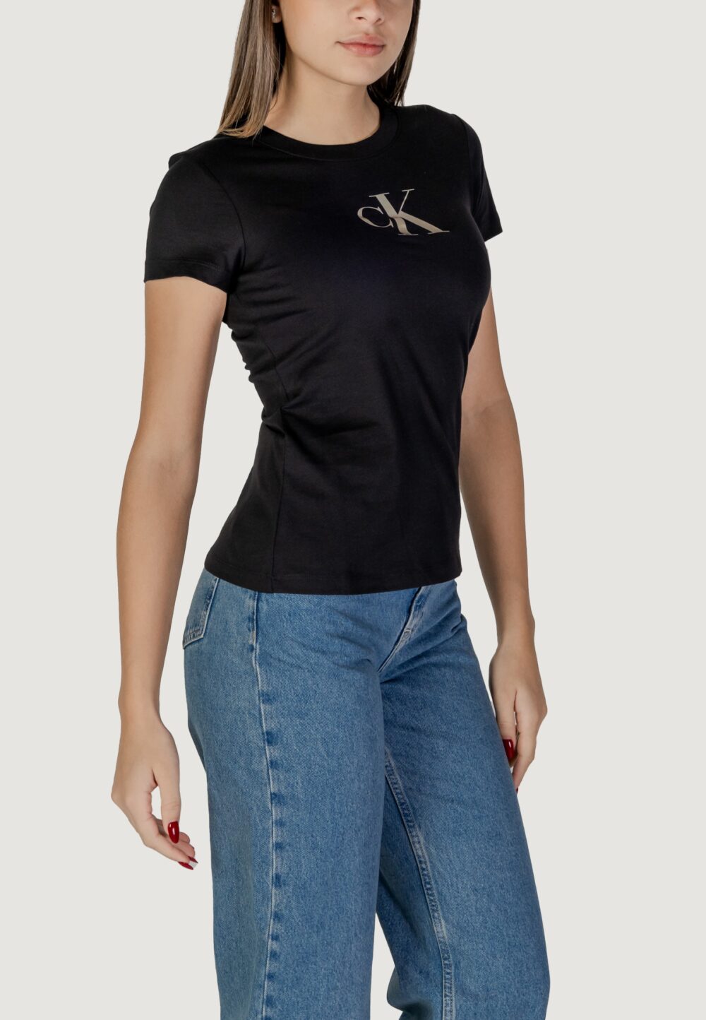 T-shirt Calvin Klein Jeans gradient ck tee Nero - Foto 3