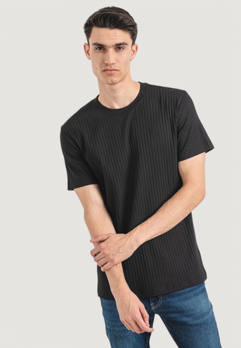 T-shirt Calvin Klein Jeans linear quilted tee Nero - Foto 1