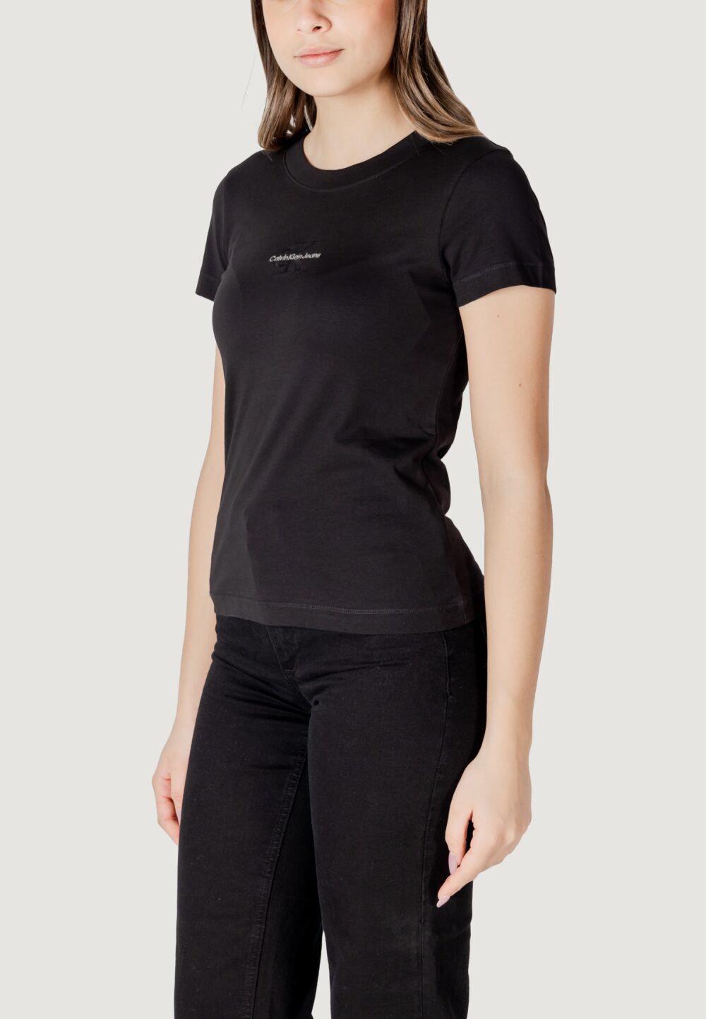 T-shirt Calvin Klein Jeans monologo tee Nero - Foto 2