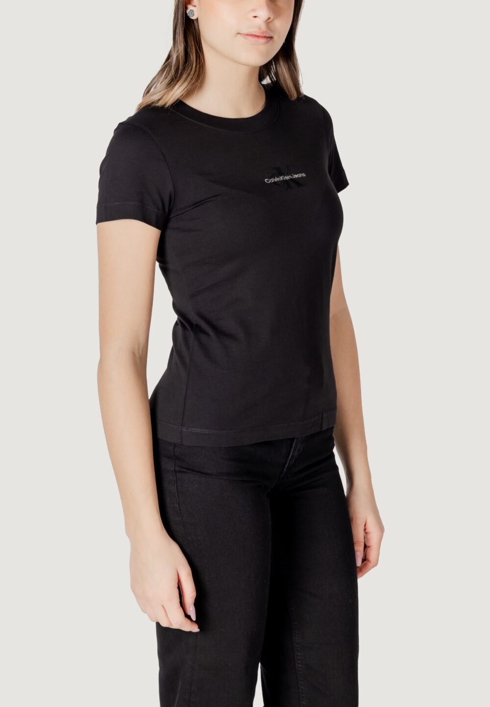 T-shirt Calvin Klein Jeans monologo tee Nero - Foto 3