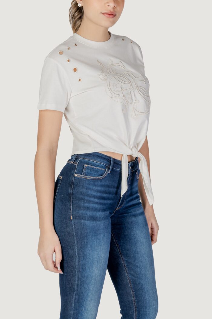 T-shirt Guess cn ss eyelet tone on Crema