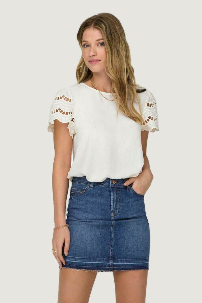 T-shirt Jacqueline de Yong jdyhannah s/s lace wvn Bianco