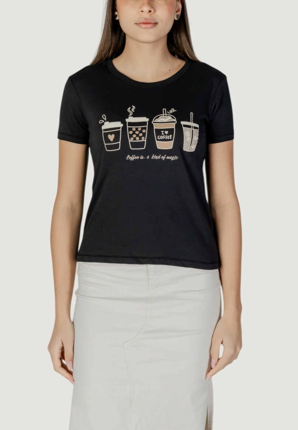 T-shirt Jacqueline de Yong jdymichigan life s/s print top jrs Nero - Foto 1