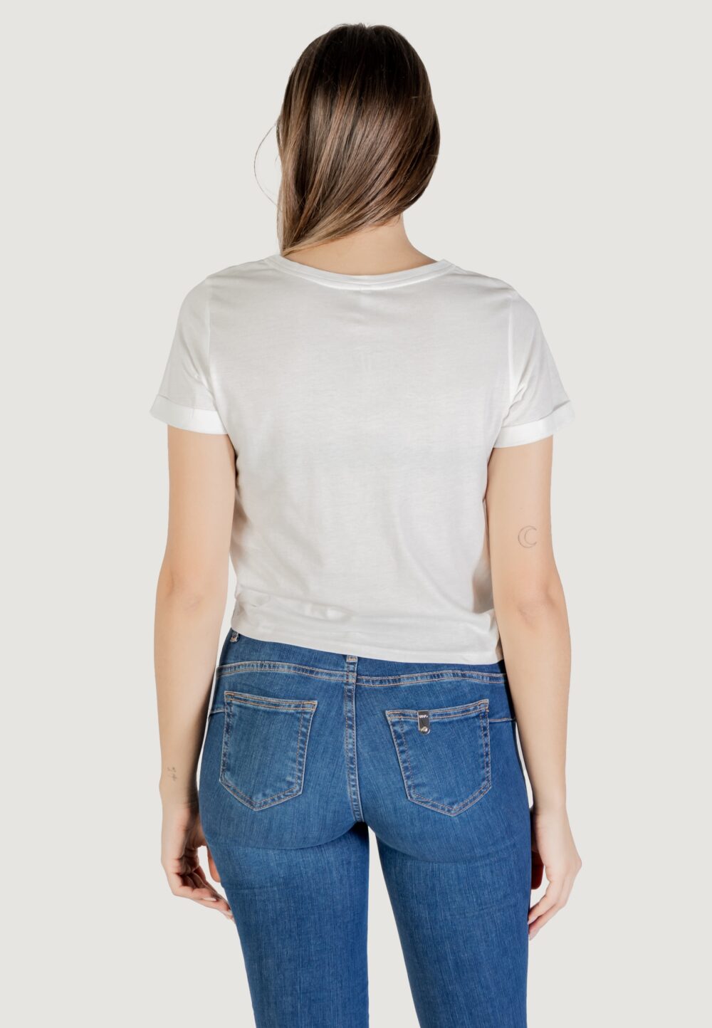 T-shirt Only onldora s/s knot fold-up top jrs Bianco - Foto 4