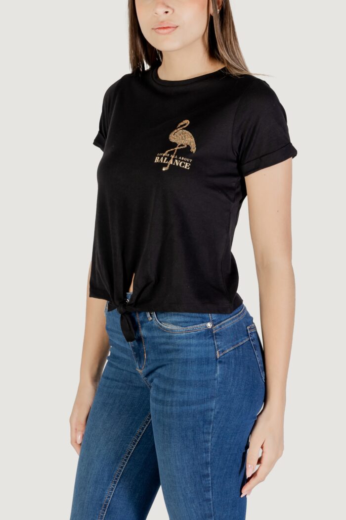 T-shirt Only onldora s/s knot fold-up top jrs Nero