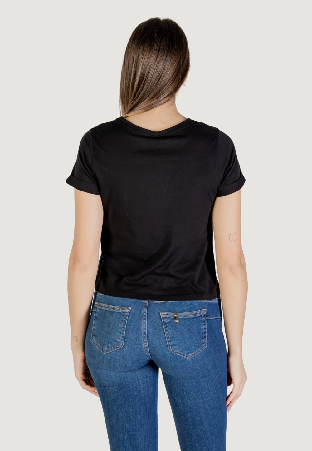 T-shirt Only onldora s/s knot fold-up top jrs Nero - Foto 4