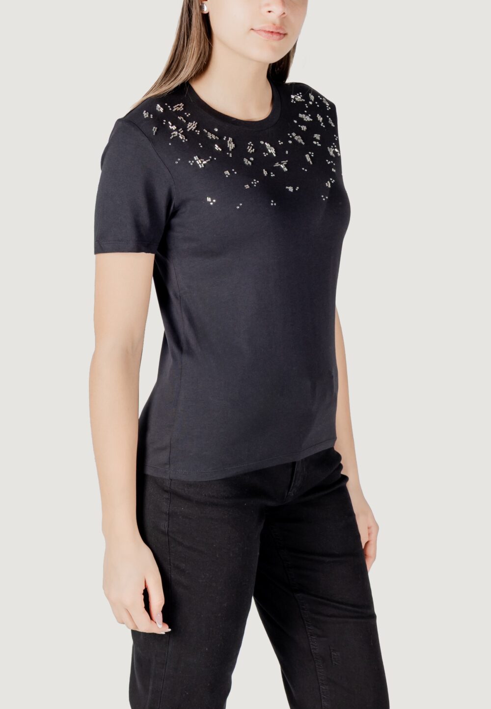 T-shirt Only onlparker s/s o-neck bling top box jrs Nero - Foto 3