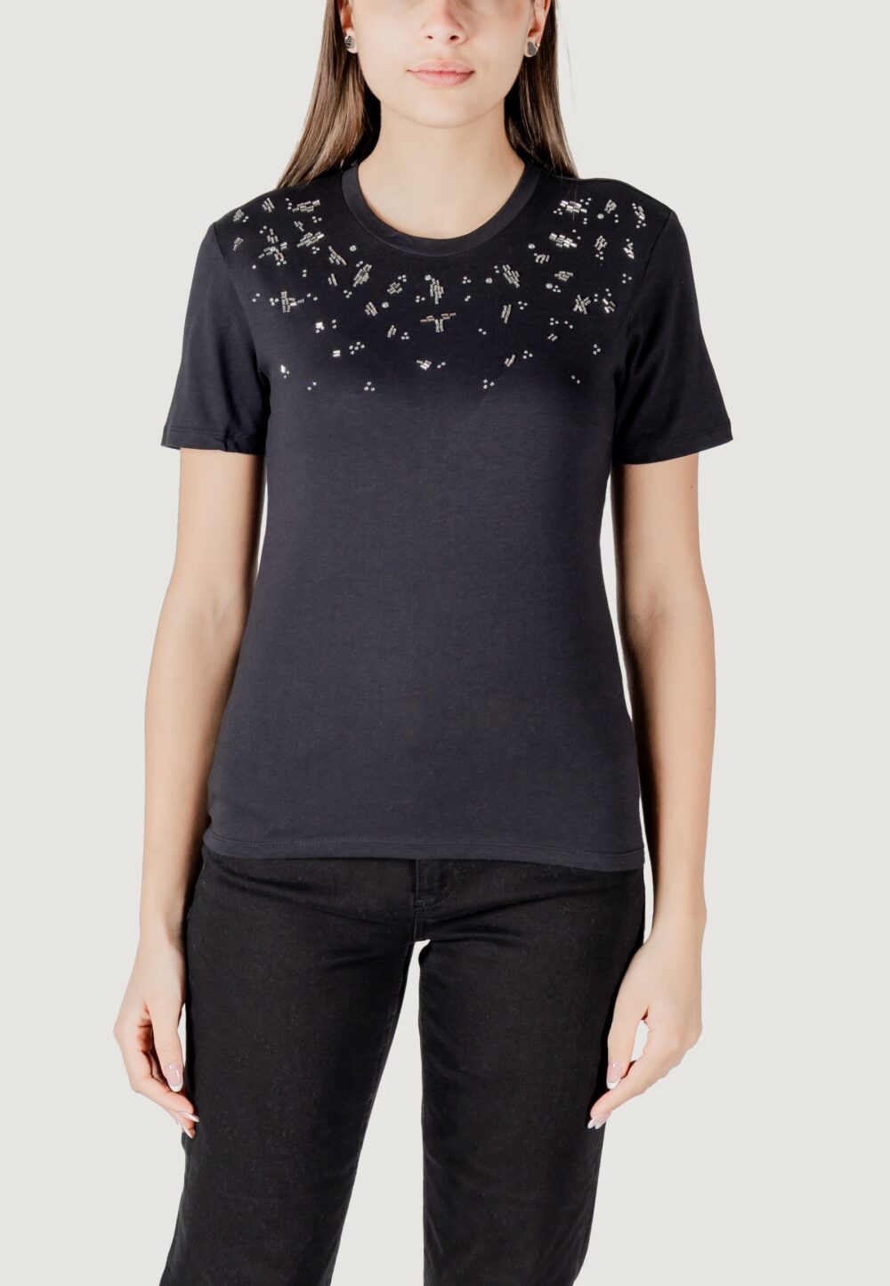 T-shirt Only onlparker s/s o-neck bling top box jrs Nero - Foto 5