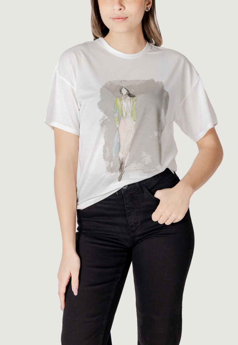 T-shirt Only onlmelina s/s ladies top box jrs Panna - Foto 1