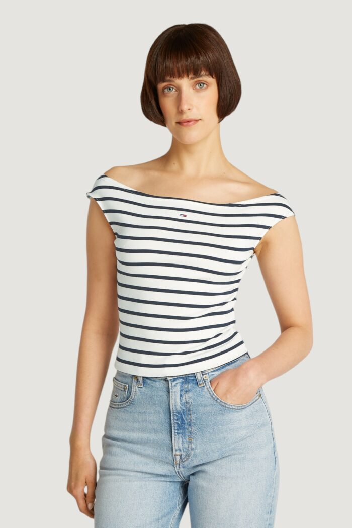 T-shirt Tommy Hilfiger Jeans tjw boat neck top ss Bianco – Blu