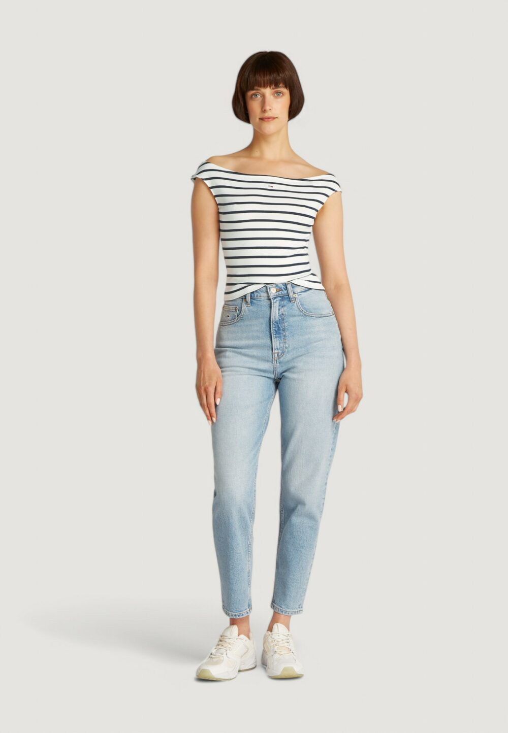 T-shirt Tommy Hilfiger Jeans tjw boat neck top ss Bianco - Blu - Foto 4