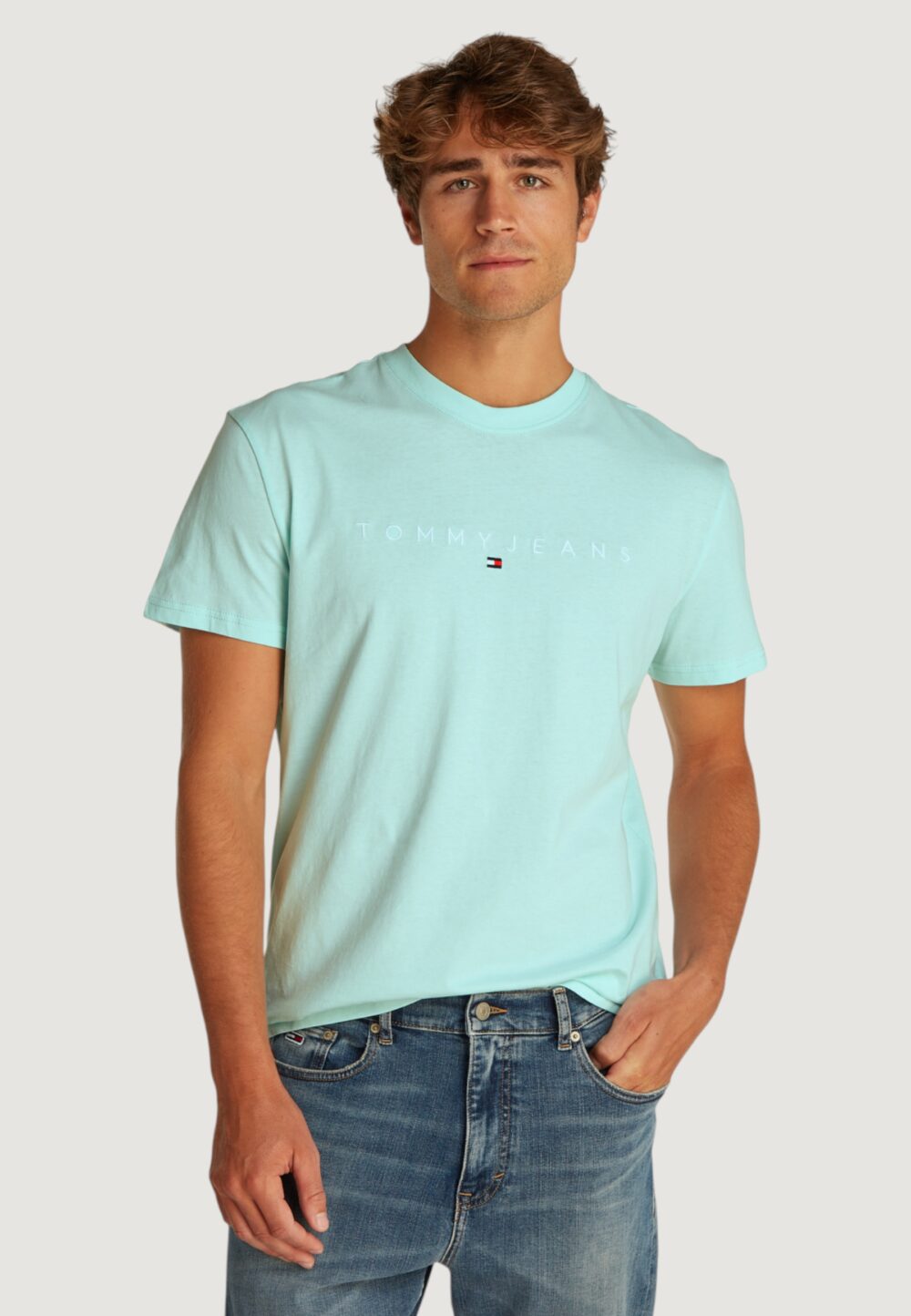 T-shirt Tommy Hilfiger Jeans tjm reg linear logo Menta - Foto 1