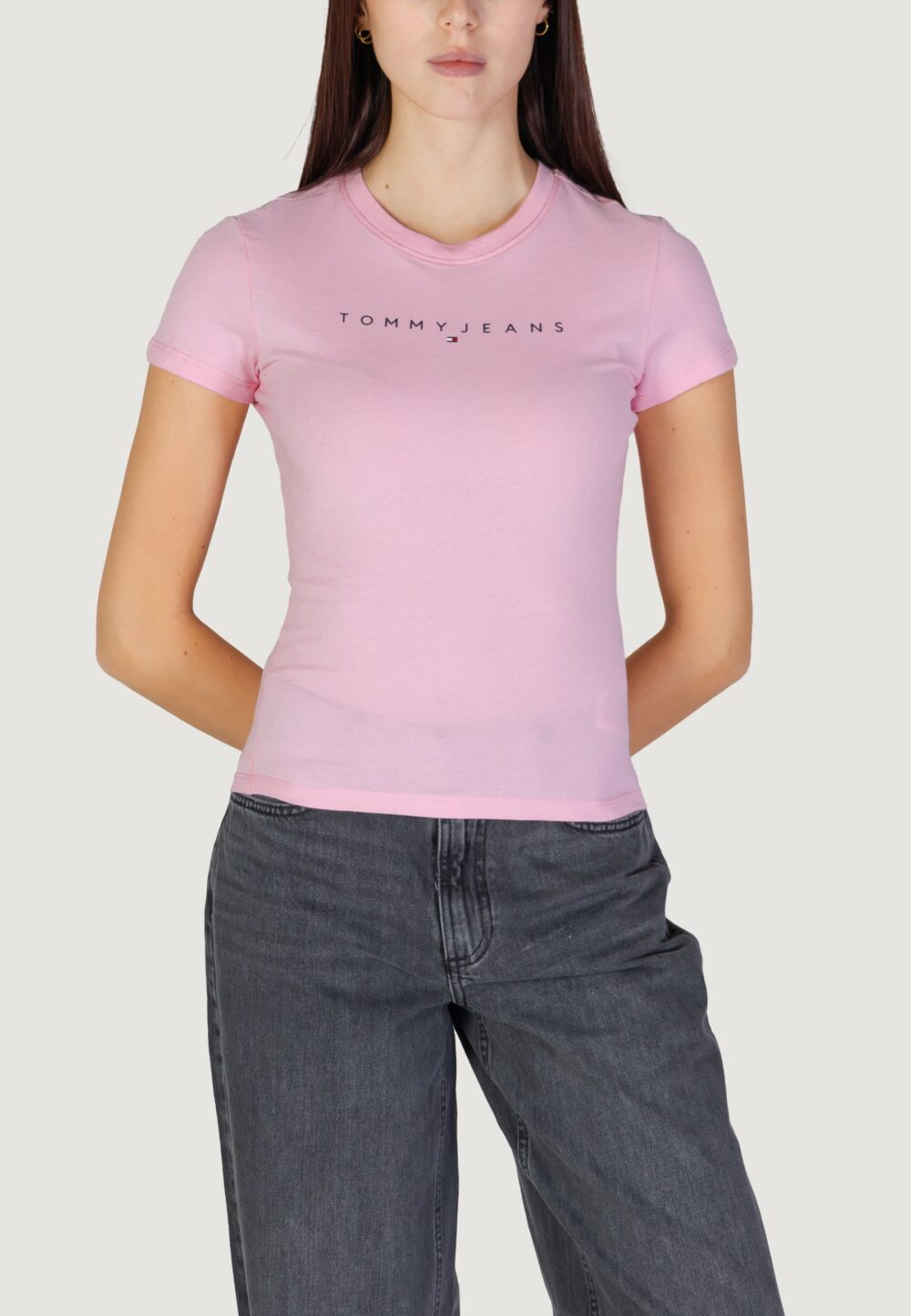 T-shirt Tommy Hilfiger Jeans tjw linear tee Rosa - Foto 1