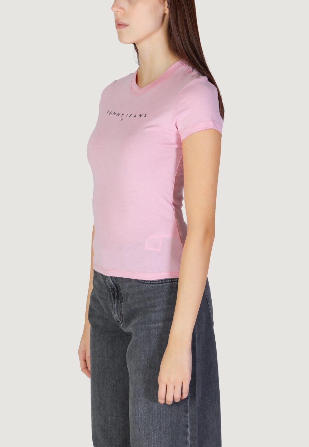 T-shirt Tommy Hilfiger Jeans tjw linear tee Rosa - Foto 3