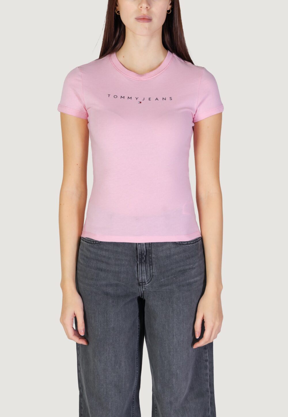 T-shirt Tommy Hilfiger Jeans tjw linear tee Rosa - Foto 4