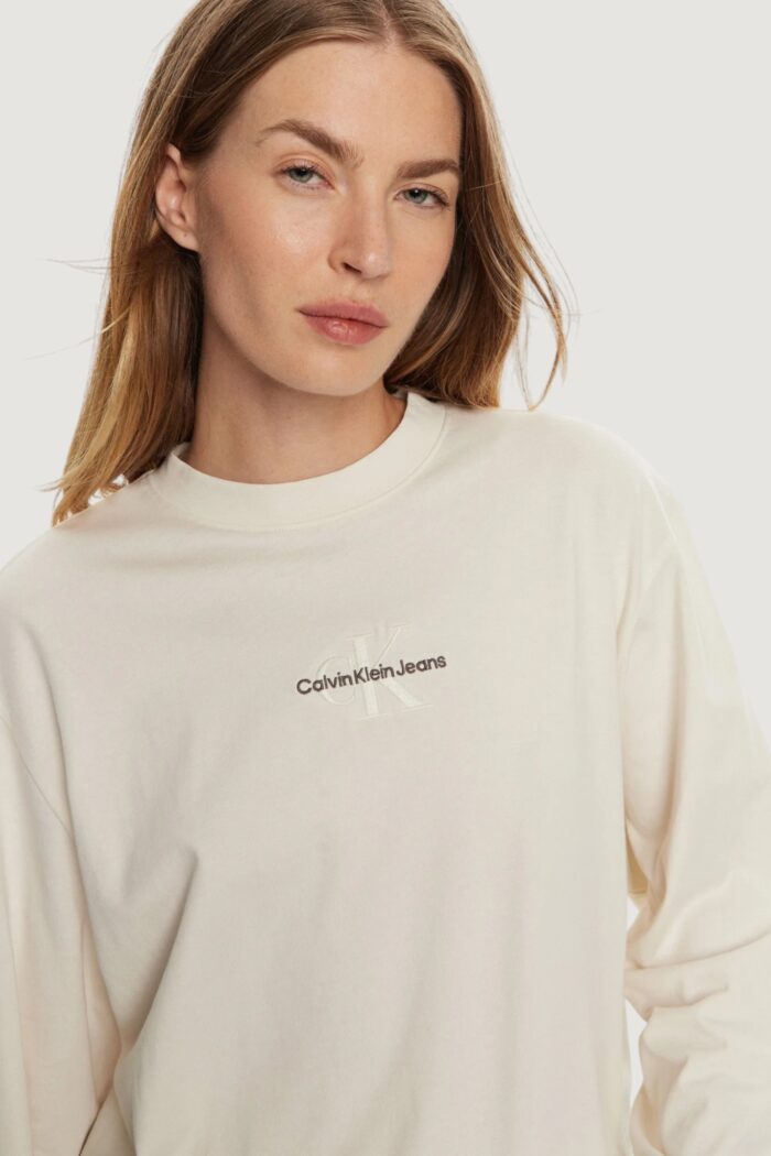 T-shirt manica lunga Calvin Klein Jeans monologo loose ls te Panna