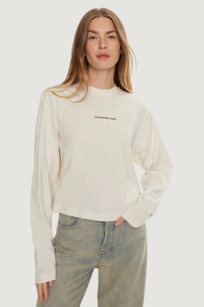 T-shirt manica lunga Calvin Klein Jeans monologo loose ls te Panna