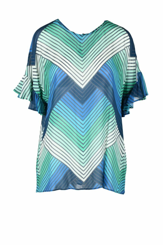 Blusa manica corta TWIN SET  VERDE/AZZURRO