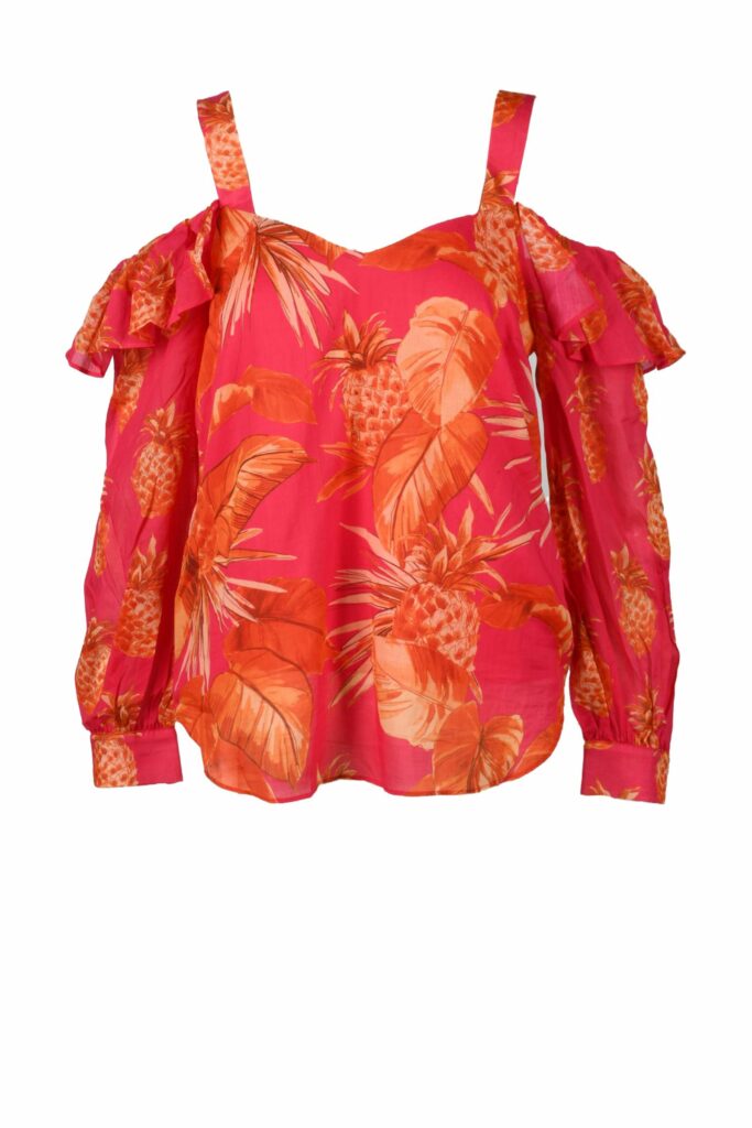 Blusa manica corta TWIN SET  FUXIA – ARANCIONE