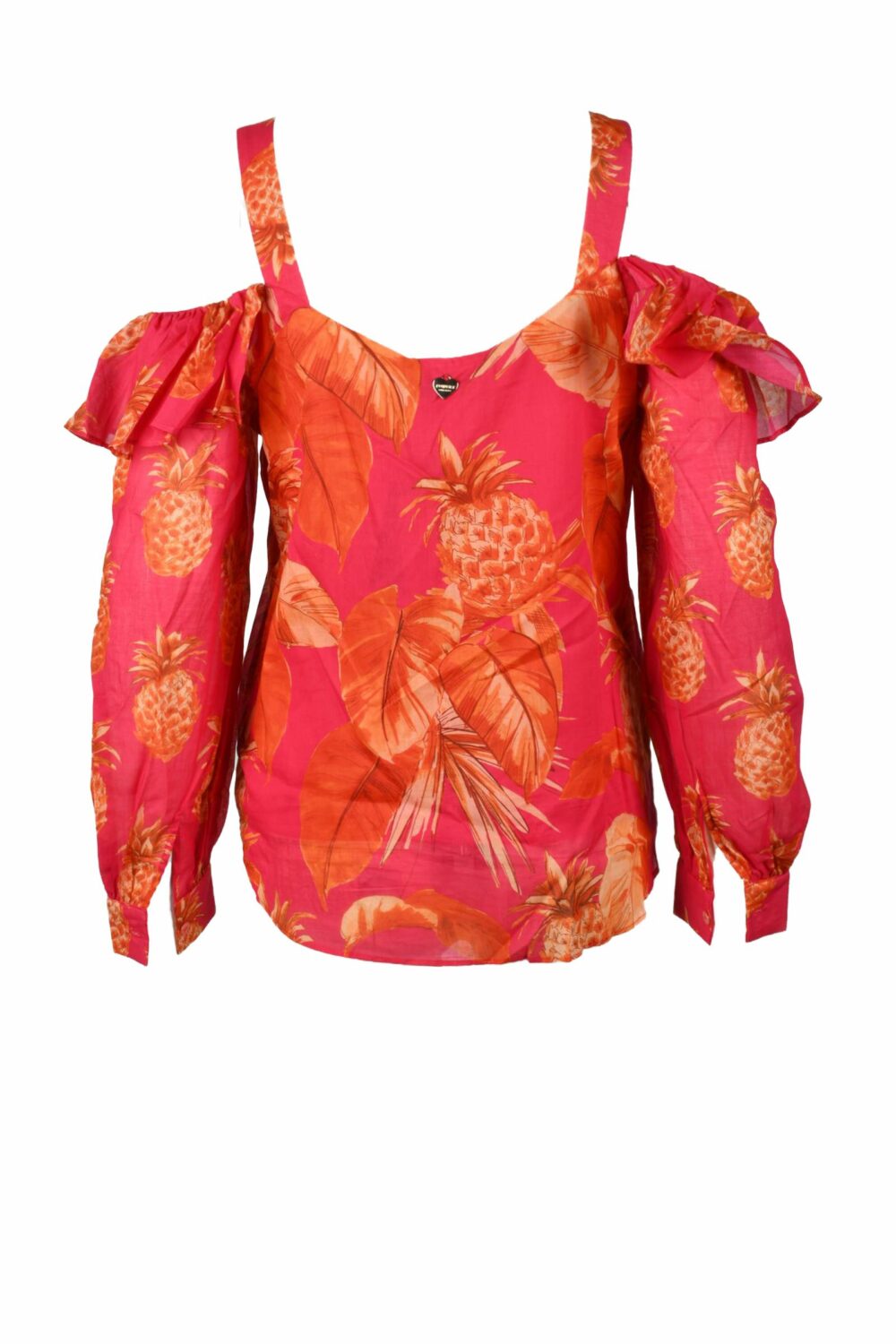 Blusa manica corta TWIN SET FUXIA - ARANCIONE - Foto 2
