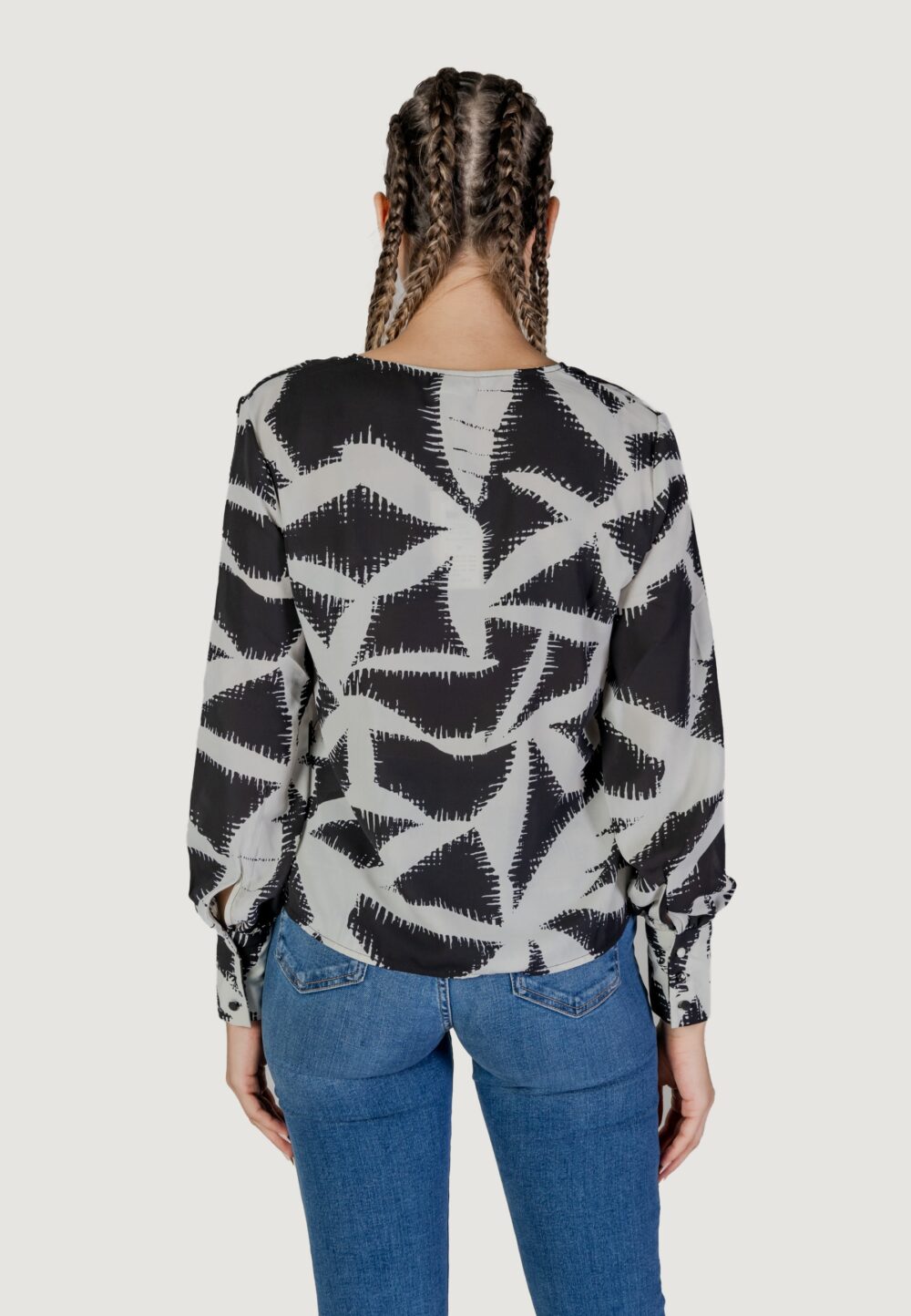Bluse manica lunga Jacqueline de Yong jdybase l/s v-neck wvn Nero - Foto 4