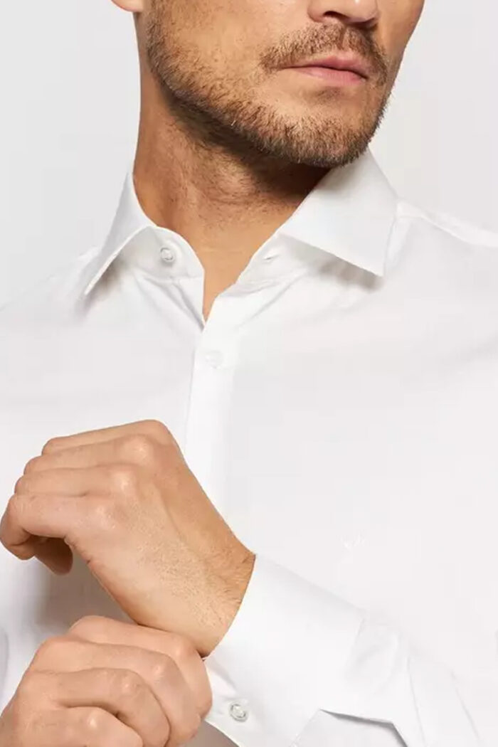 Camicia manica lunga Calvin Klein poplin stretch slim Bianco