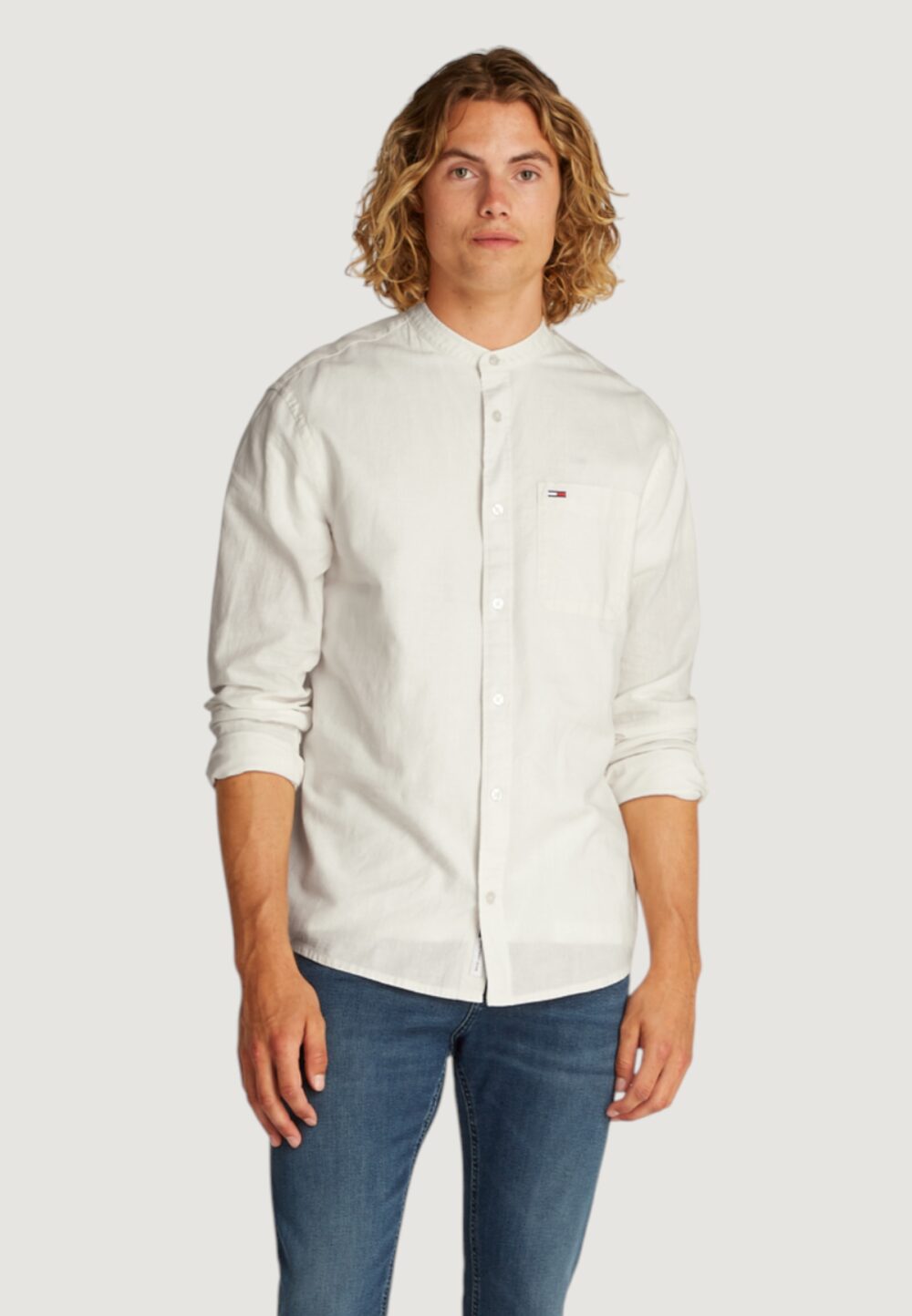 Camicia manica lunga Tommy Hilfiger Jeans tjm linen mix band Bianco - Foto 1