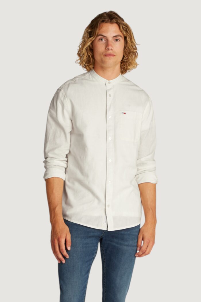 Camicia manica lunga Tommy Hilfiger Jeans tjm linen mix band Bianco