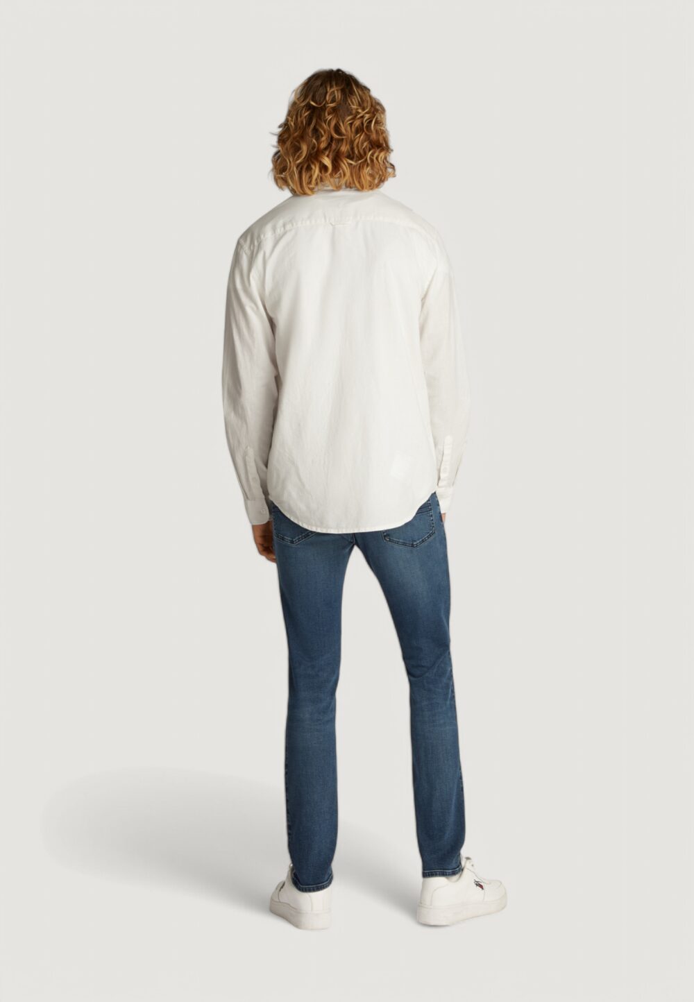 Camicia manica lunga Tommy Hilfiger Jeans tjm linen mix band Bianco - Foto 4