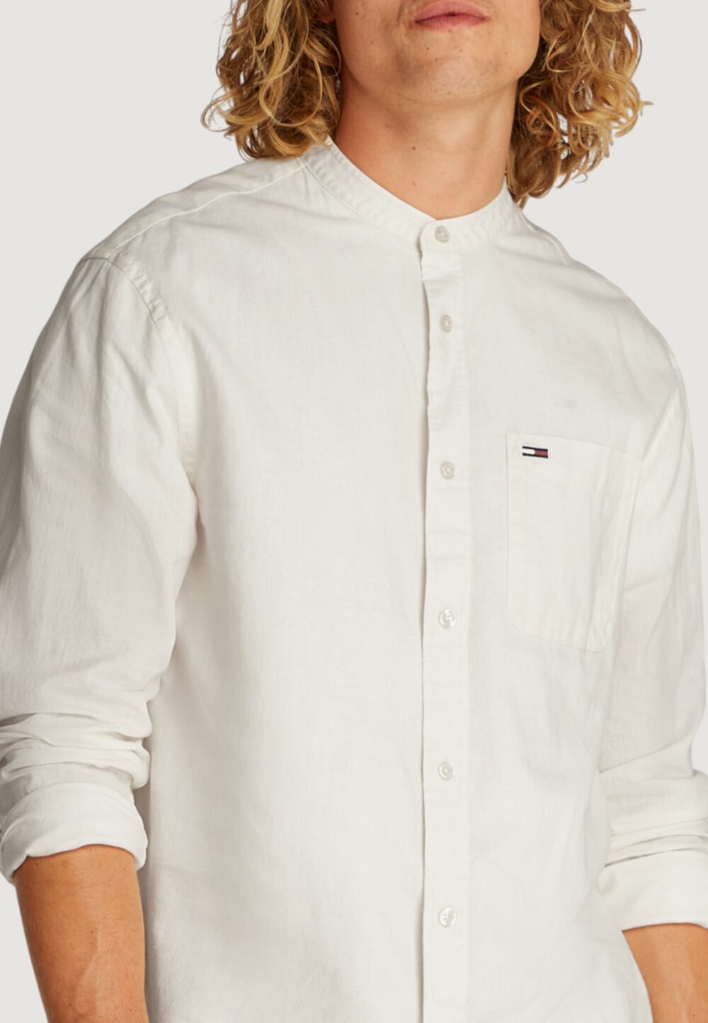 Camicia manica lunga Tommy Hilfiger Jeans tjm linen mix band Bianco - Foto 2
