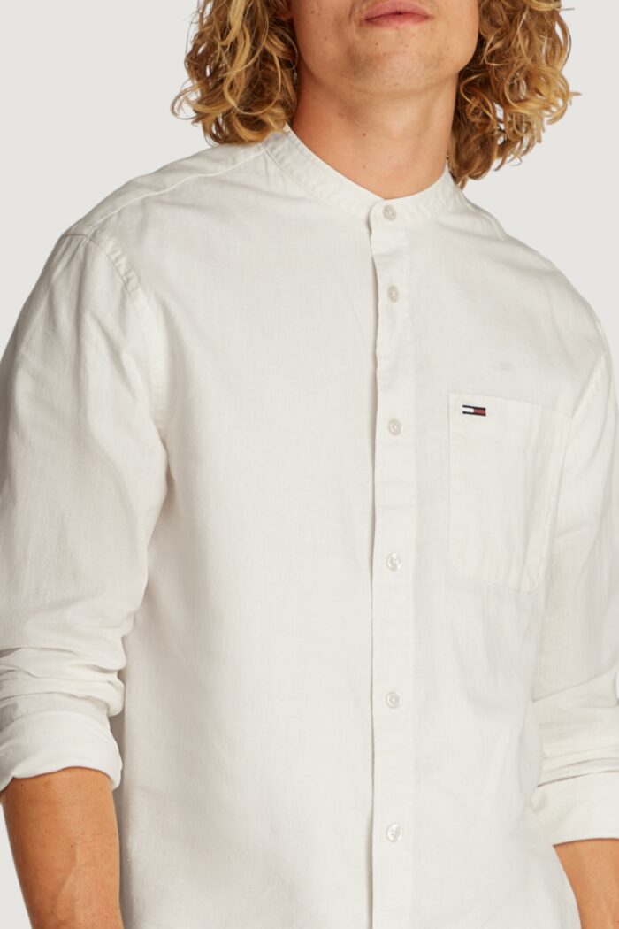 Camicia manica lunga Tommy Hilfiger Jeans tjm linen mix band Bianco