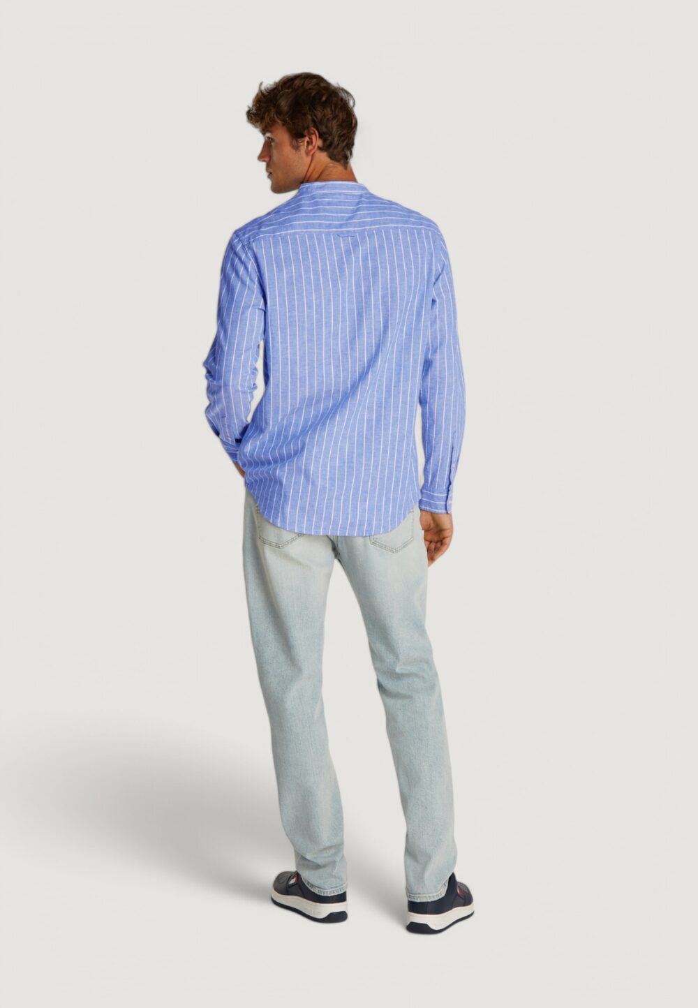 Camicia manica lunga Tommy Hilfiger Jeans tjm linen mix bnd Blu - Foto 4