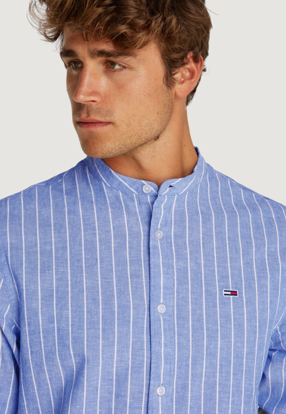 Camicia manica lunga Tommy Hilfiger Jeans tjm linen mix bnd Blu - Foto 2
