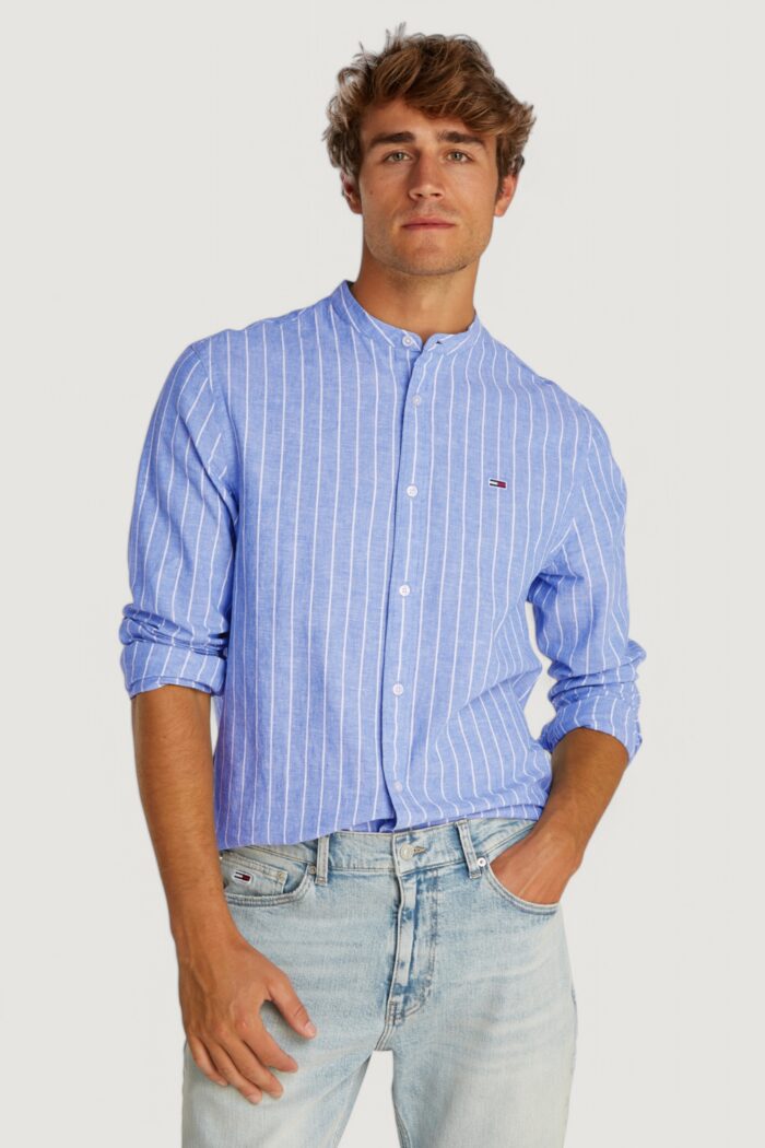 Camicia manica lunga Tommy Hilfiger Jeans tjm linen mix bnd Blu