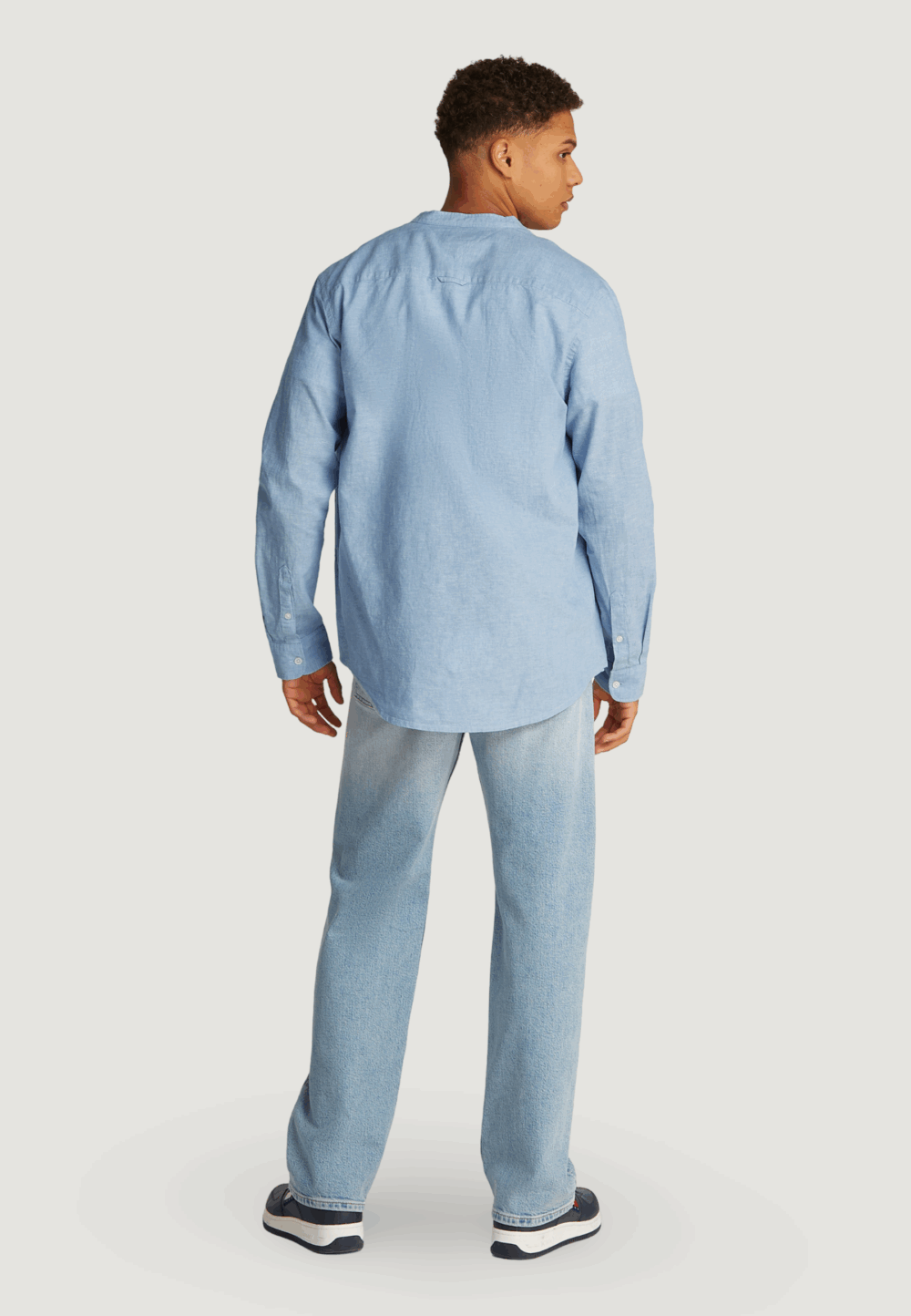 Camicia manica lunga Tommy Hilfiger Jeans tjm linen mix band Blu Chiaro - Foto 4