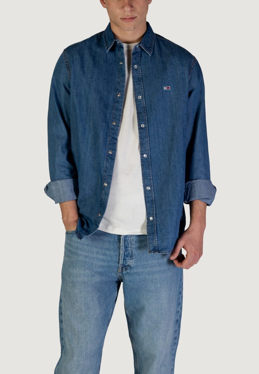 Camicia manica lunga Tommy Hilfiger Jeans rglr fit mid b Denim - Foto 1