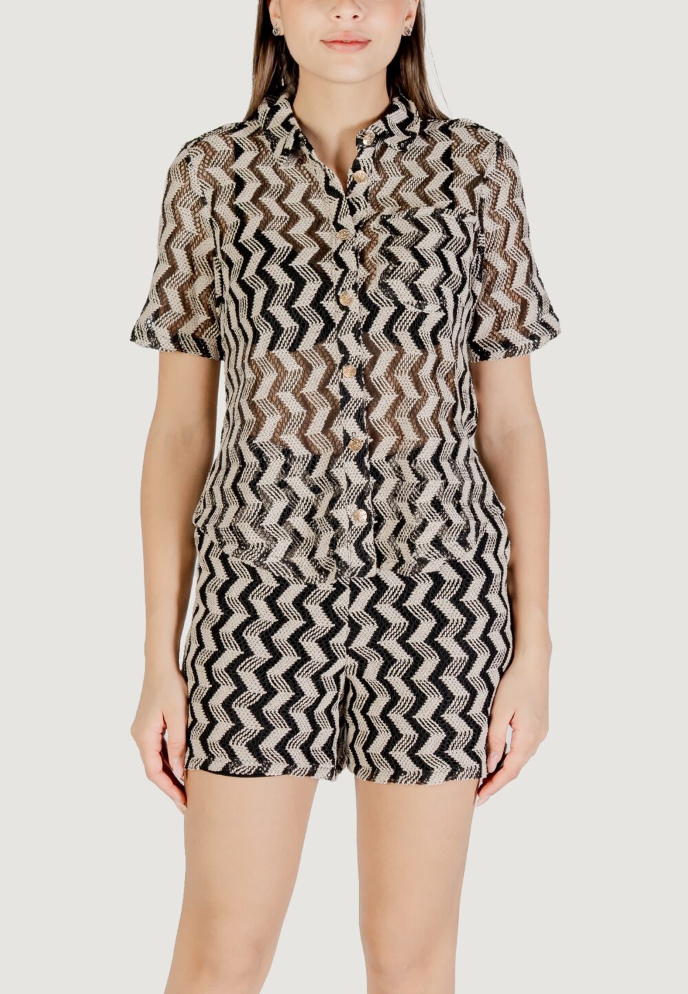 Camicia manica corta Vila Clothes vilupina o-neck 2/4 Nero - Foto 1
