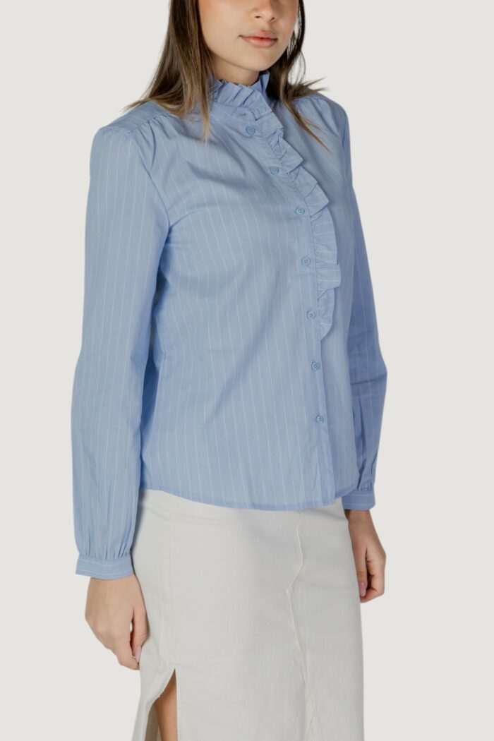 Camicia manica lunga Jacqueline de Yong jdymio l/s frill shirt wvn Blu Chiaro