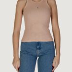 Canotta Calvin Klein Jeans woven label rib tank Rosa Antico - Foto 1