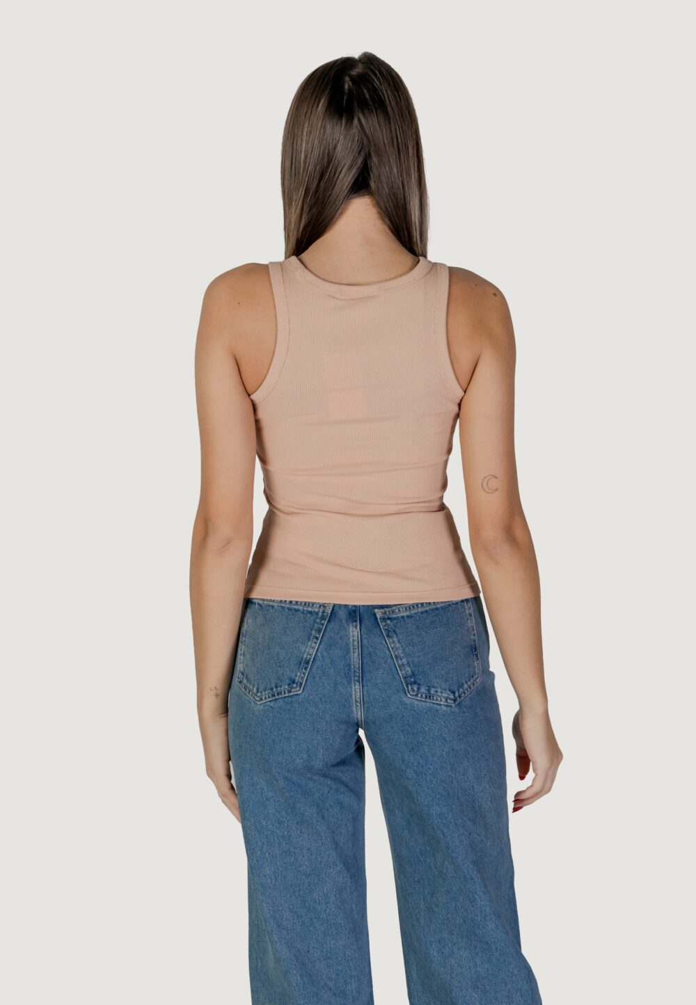 Canotta Calvin Klein Jeans woven label rib tank Rosa Antico - Foto 4