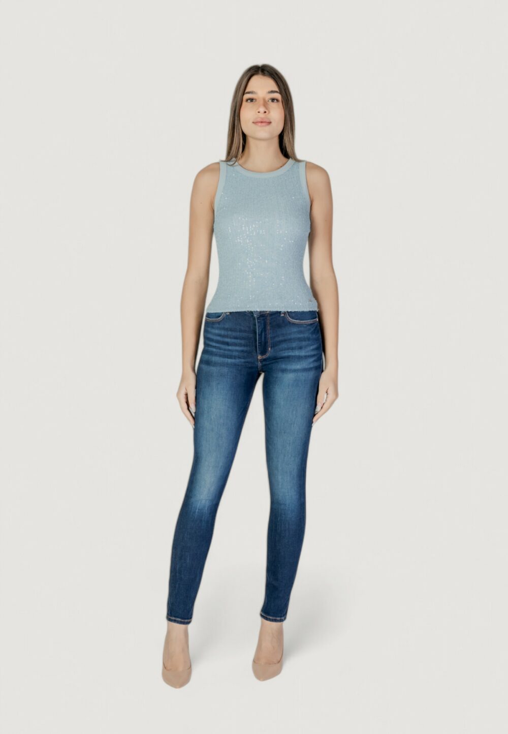 Canotta Guess alexia sequins tank Azzurro - Foto 8