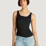 Canotta Tommy Hilfiger Jeans tjw button tank Nero - Foto 1