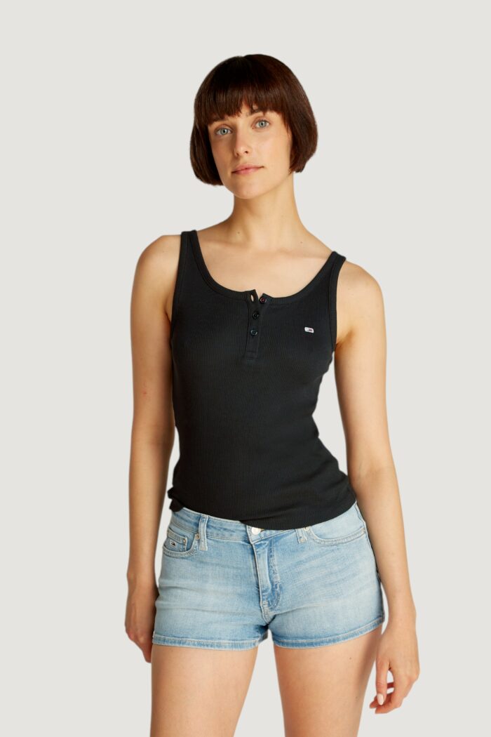 Canotta Tommy Hilfiger Jeans tjw button tank Nero