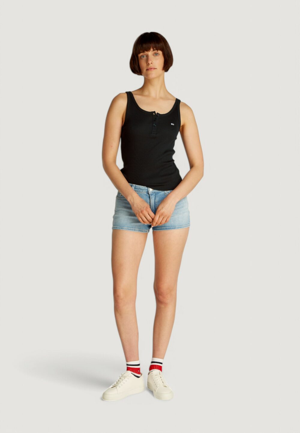 Canotta Tommy Hilfiger Jeans tjw button tank Nero - Foto 4