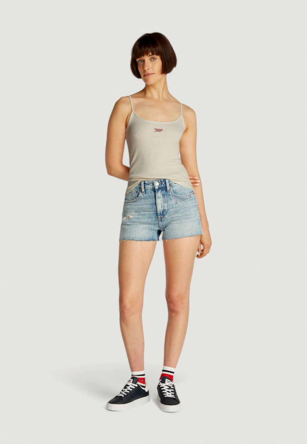 Canotta Tommy Hilfiger Jeans tjw script strappy Panna - Foto 3