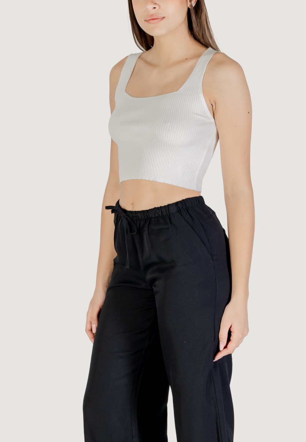 Canotta Only onltatianna sl cropped square neck knt Bianco - Foto 2